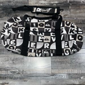 Quiksilver Black and White Patterned Duffel Bag